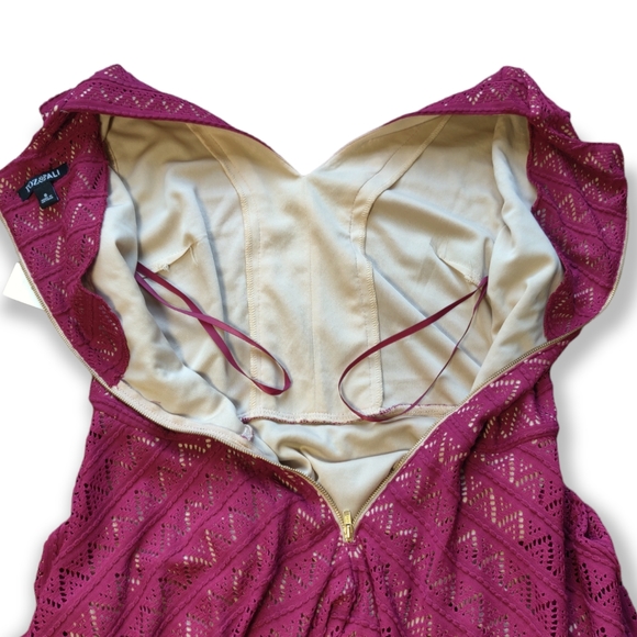 NWT Roz&Ali Dressbarn Dress Size 8 Maroon Burgundy Wine Red with Cream Lining - Picture 5 of 10